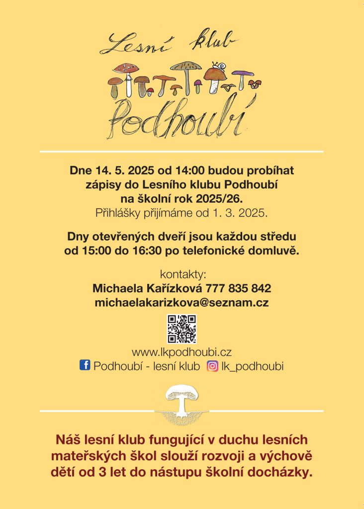 Zápis do Lesního klubu Podhoubí